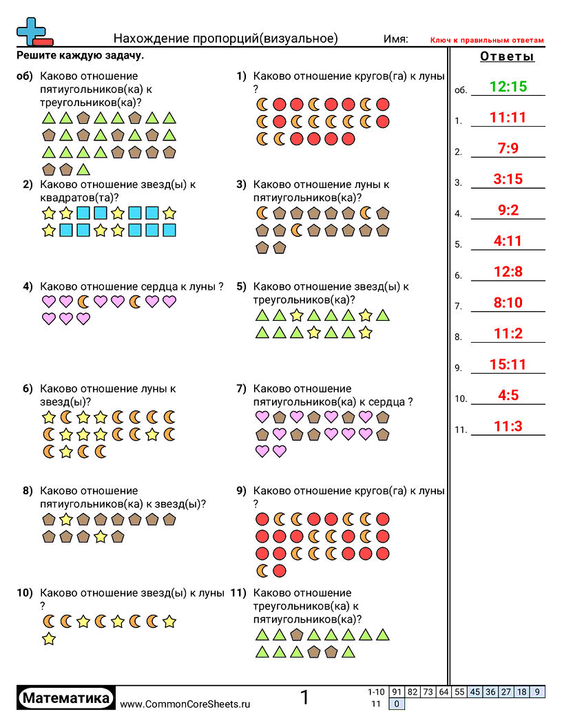 Рабочие Листы с Пропорциями - определение-соотношений worksheet