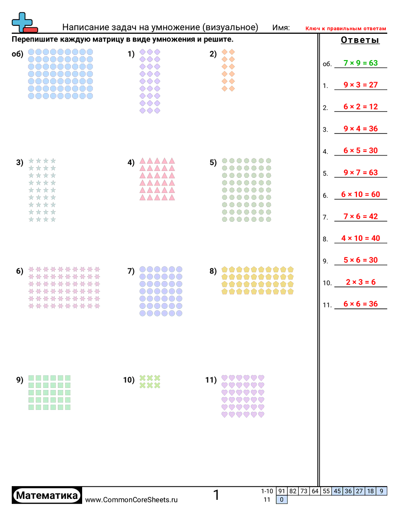Рабочие Листы на Умножение - переосмысление-умножения-визуально worksheet