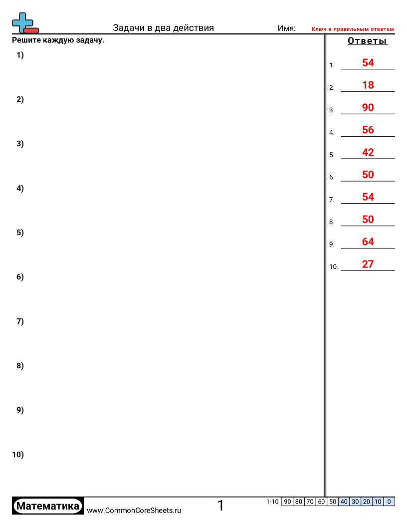 Рабочие Листы с Многоступенчатыми Задачами - сложи-и-умножь worksheet