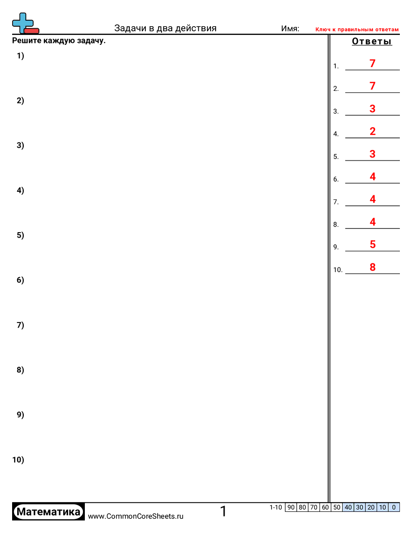 Рабочие Листы с Многоступенчатыми Задачами - вычти-и-раздели worksheet