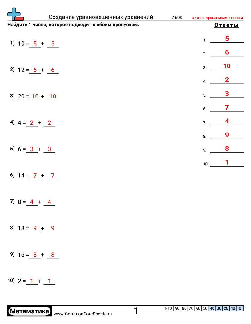 Разряд и Вес Разряда - создание-уравновешенных-уравнений worksheet